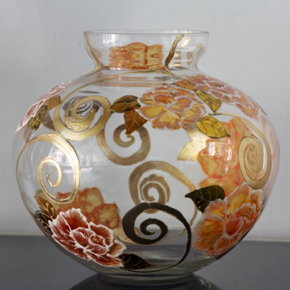 Lọ hoa vẽ tay nghệ thuật Gipar, H25cm