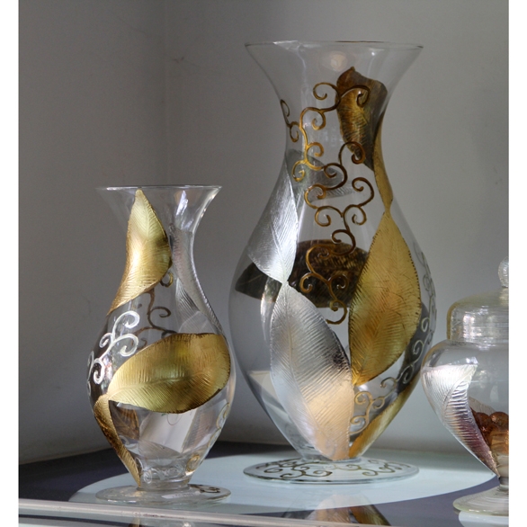 Lọ hoa vẽ tay nghệ thuật Gipar, H 40cm, H27cm