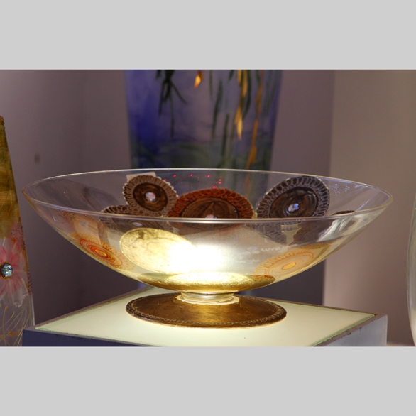 Bát hoa vẽ tay nghệ thuật Gipar, D40xH14cm