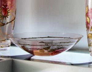 Bát hoa vẽ tay nghệ thuật Gipar, D40xH10cm