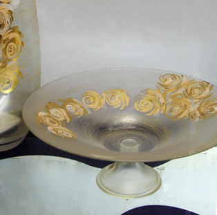 Bát hoa vẽ tay nghệ thuật Gipar, H15xD40cm