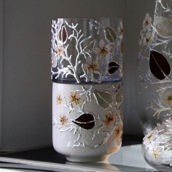 Lọ hoa vẽ tay nghệ thuật Gipar, D15xH31cm