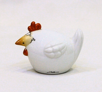 Lọ đựng muối tiêu con Gà, trắng sứ H5cm