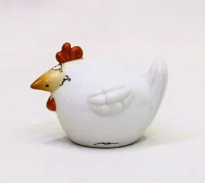 Lọ đựng muối tiêu con Gà, trắng sứ H5cm