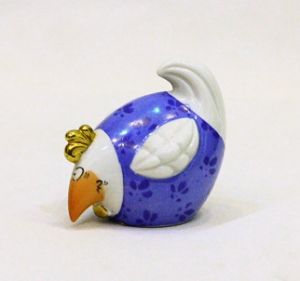 Lọ đựng muối tiêu con Gà, sứ xanh H5cm