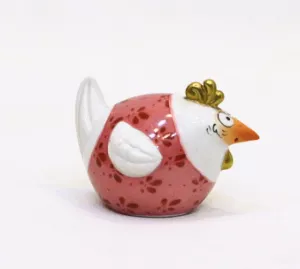 Lọ đựng muối tiêu con Gà, sứ hồng H5cm