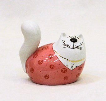 Lọ đựng muối tiêu con Mèo, sứ hồng H6cm