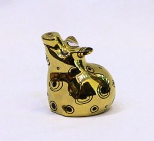 Lọ đựng muối tiêu con Lơn Lisa, sứ mạ vàng H5cm