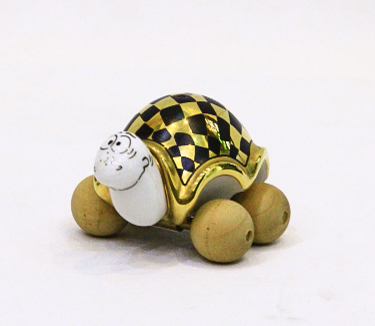 Lọ đựng muối tiêu Rùa Rita, sứ  mạ vàng H4cm