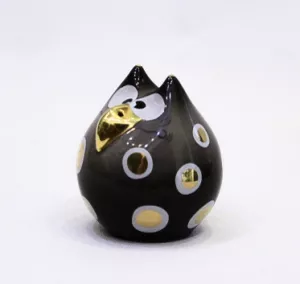 Lọ đựng muối tiêu chim Cú, sứ mạ vàng H5cm