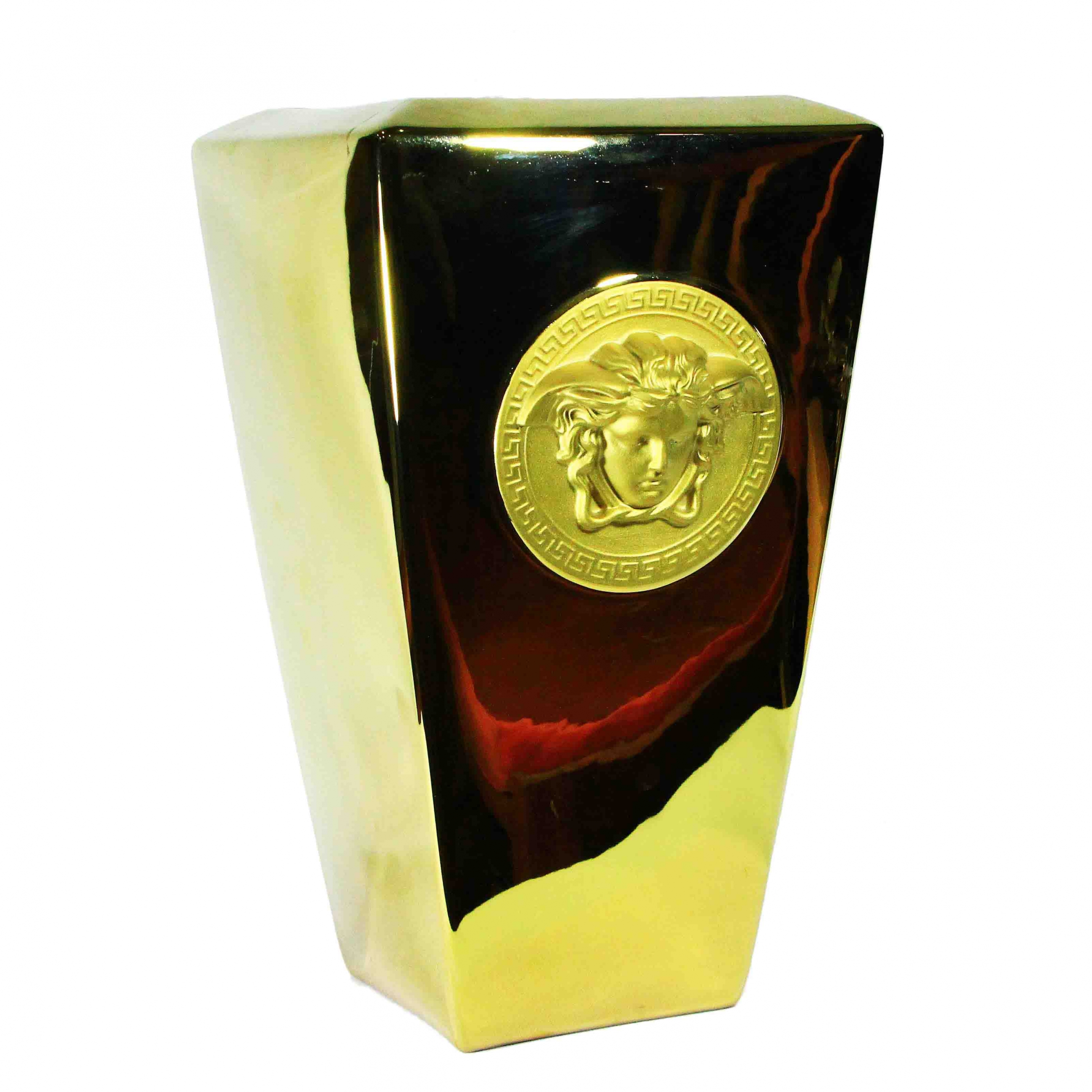 Lọ hoa gốm Versace Medusa (mạ vàng), H32cm