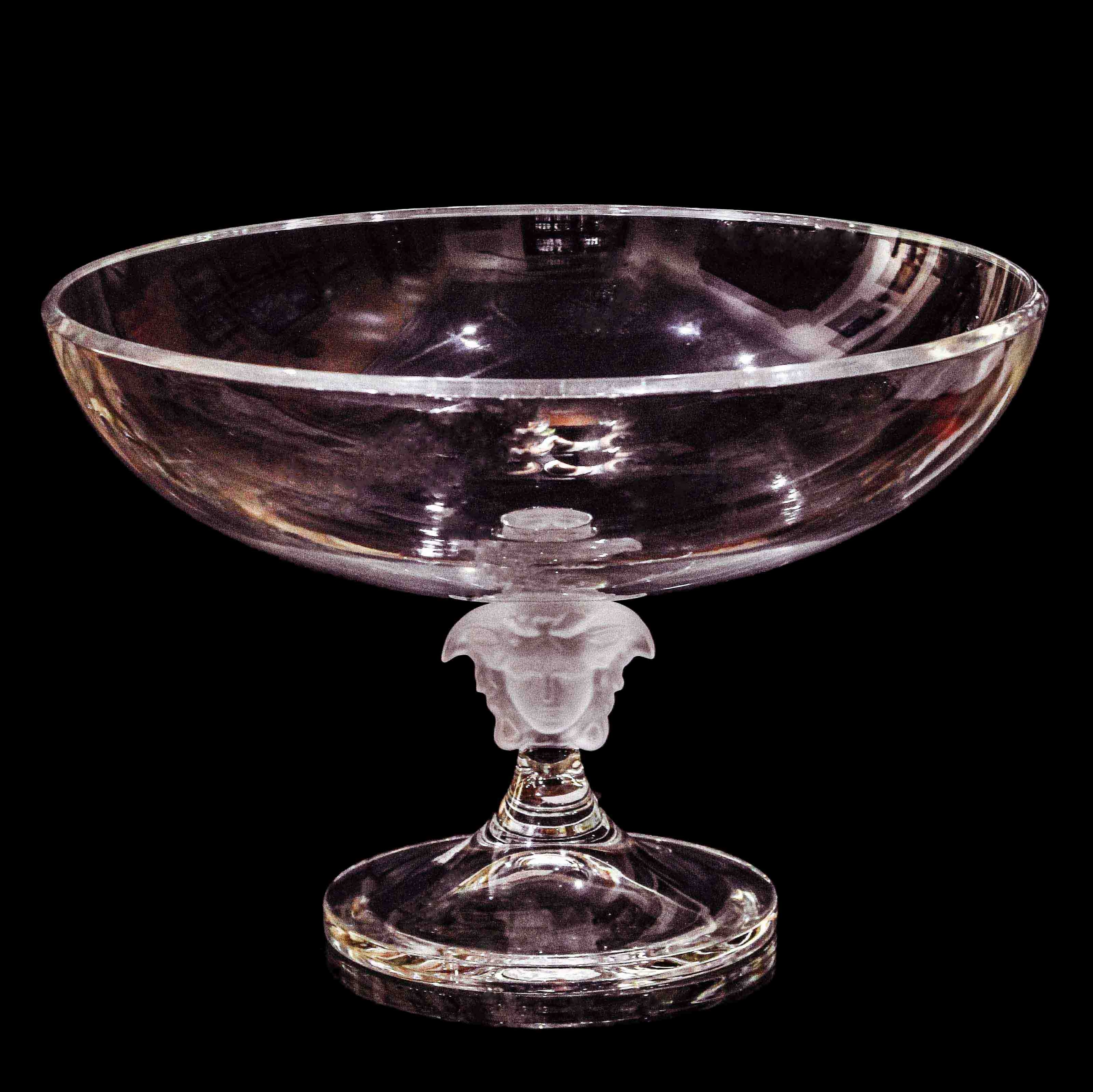 Bát pha lê có chân Versace Medusa, D33cm