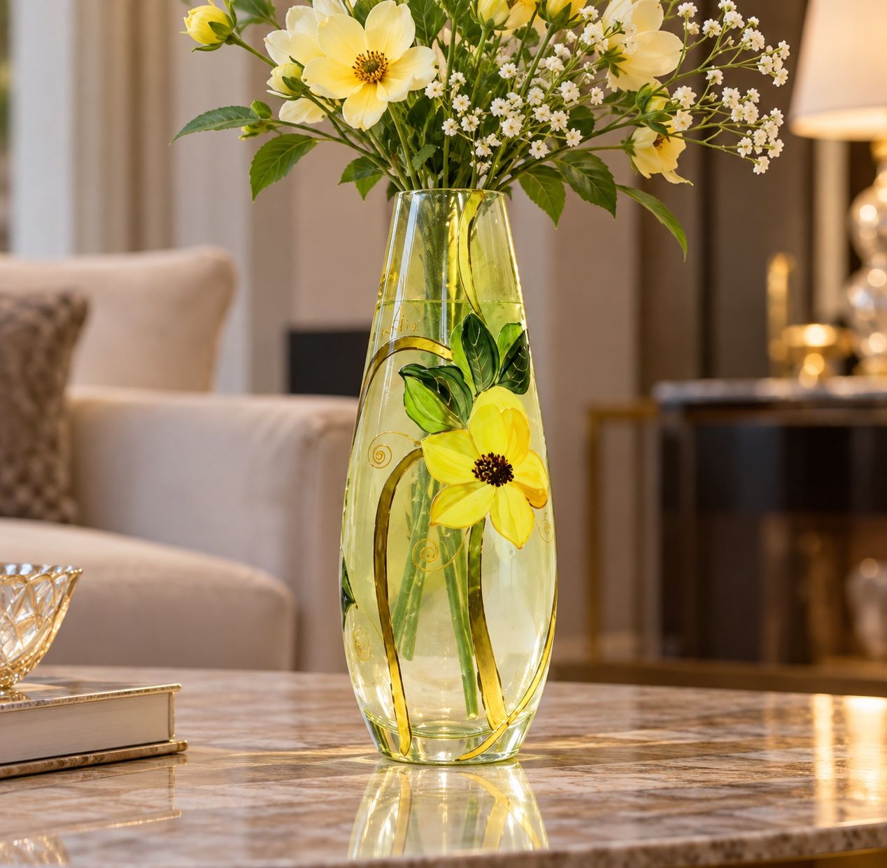Lọ hoa vẽ tay nghệ thuật Gipar, H40cm