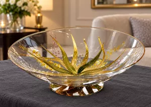 Bát hoa vẽ tay nghệ thuật Gipar, D40xH14cm