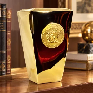 Lọ hoa gốm Versace Medusa (mạ vàng), H32cm