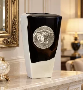 Lọ hoa gốm Versace Medusa (mạ Platin), H24cm