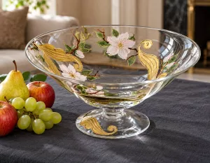 Bát hoa vẽ tay nghệ thuật Gipar, D35xH19