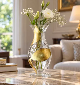 Lọ hoa vẽ tay nghệ thuật Gipar, H 40cm, H27cm