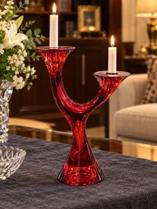 Chân nến 2 tay Christmas Red