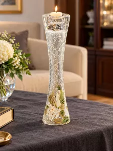 Chân nến vẽ tay nghệ thuật Gipar, H35cm