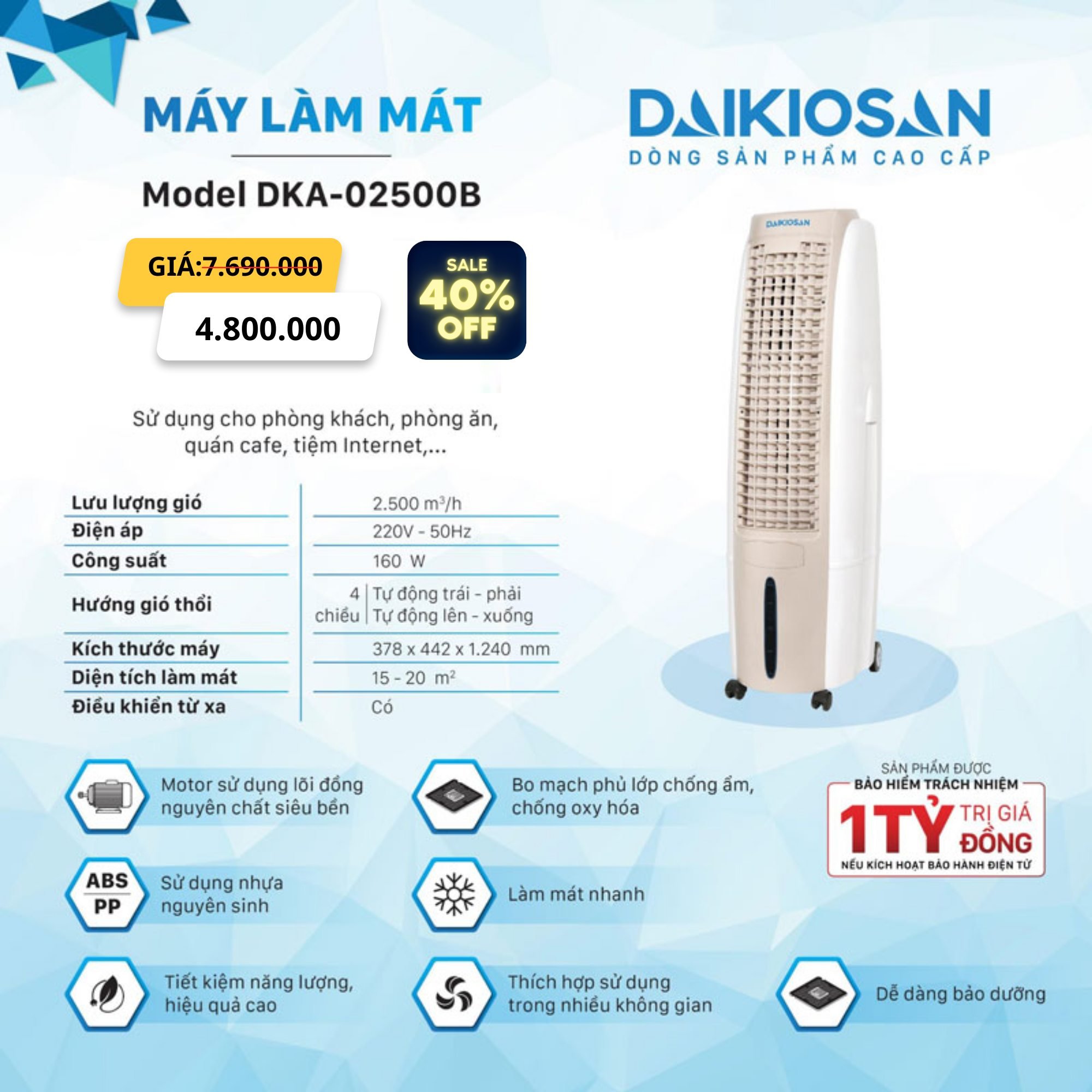 Quạt mát Daikio 2500B