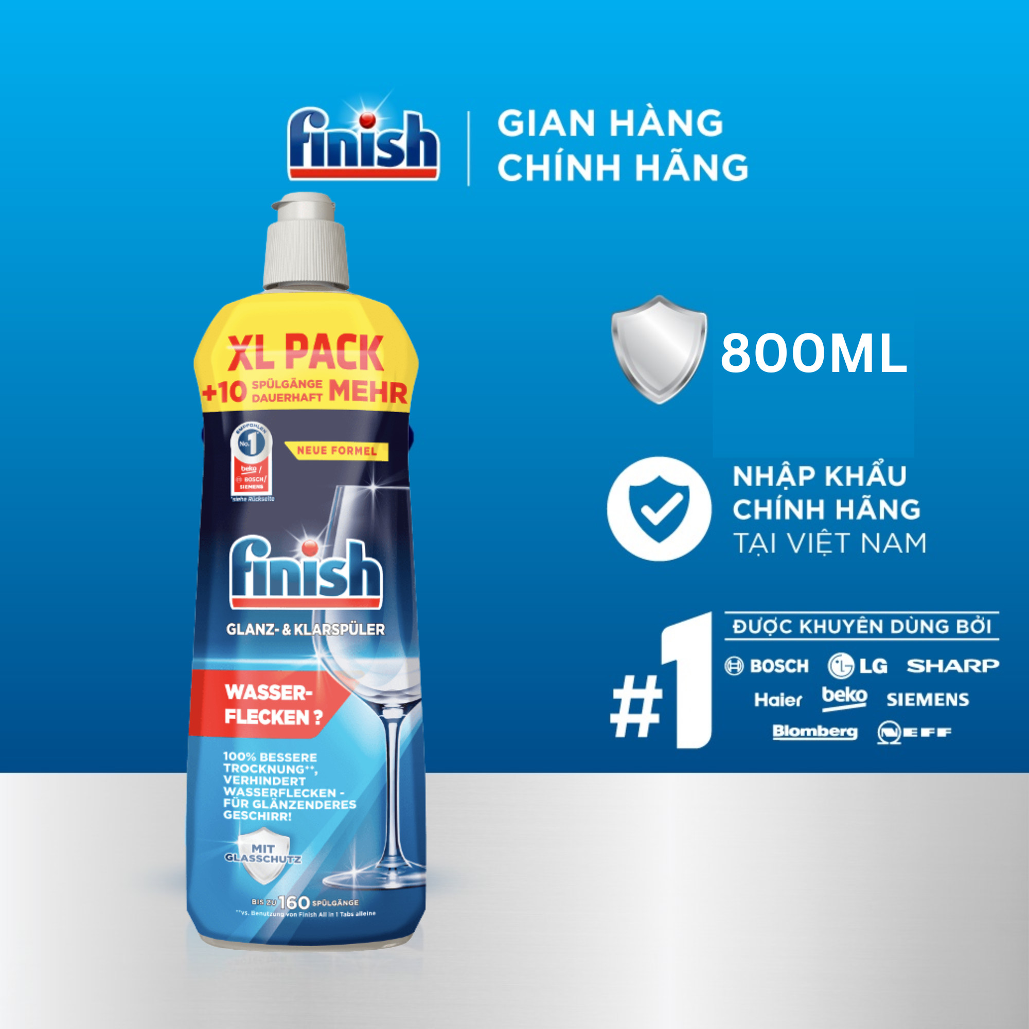 NƯỚC TRỢ XẢ LÀM BÓNG BÁT ĐĨA FINISH - CHAI 800 ML