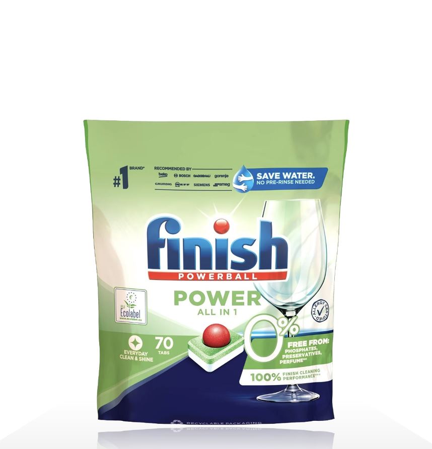 VIÊN RỬA BÁT FINISH ALL IN 1 MAX ECO 0% - TÚI 70 VIÊN