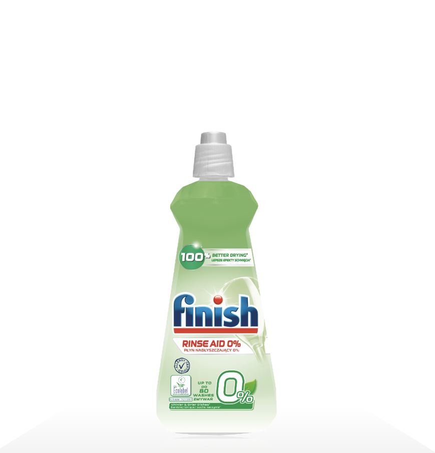 NƯỚC TRỢ XẢ LÀM BÓNG BÁT ĐĨA FINISH ECO 0% - CHAI 400 ML
