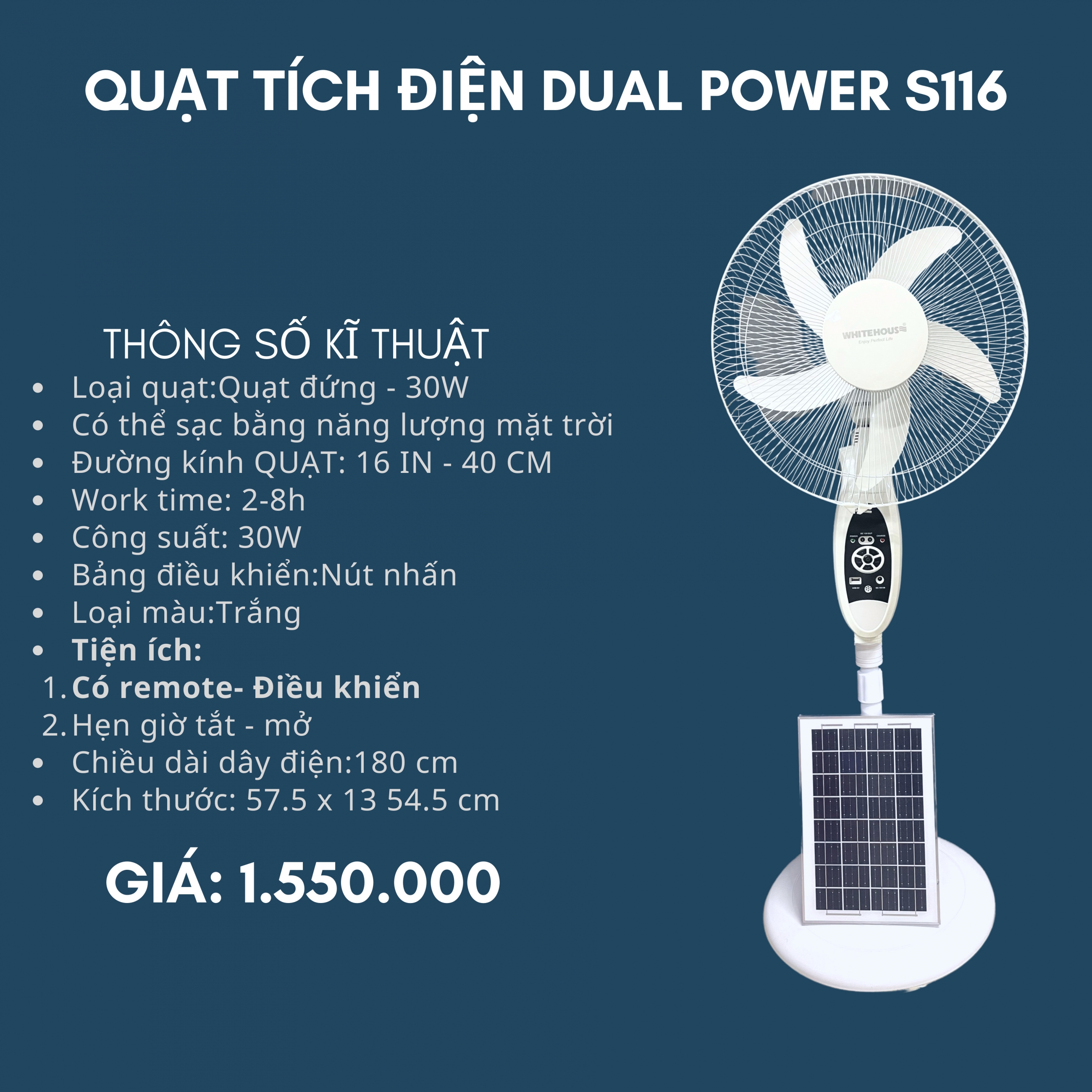 Quạt tích điện Dual Power S116