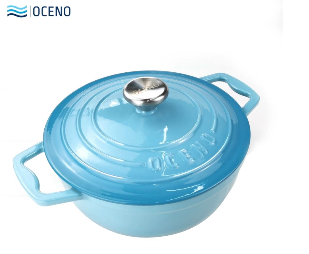 Nồi gang Oceno màu xanh light blue 22cm 3QT