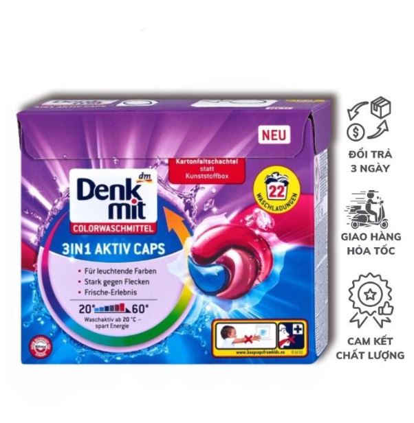 Viên giặt xả vải quần áo trắng Denkmit