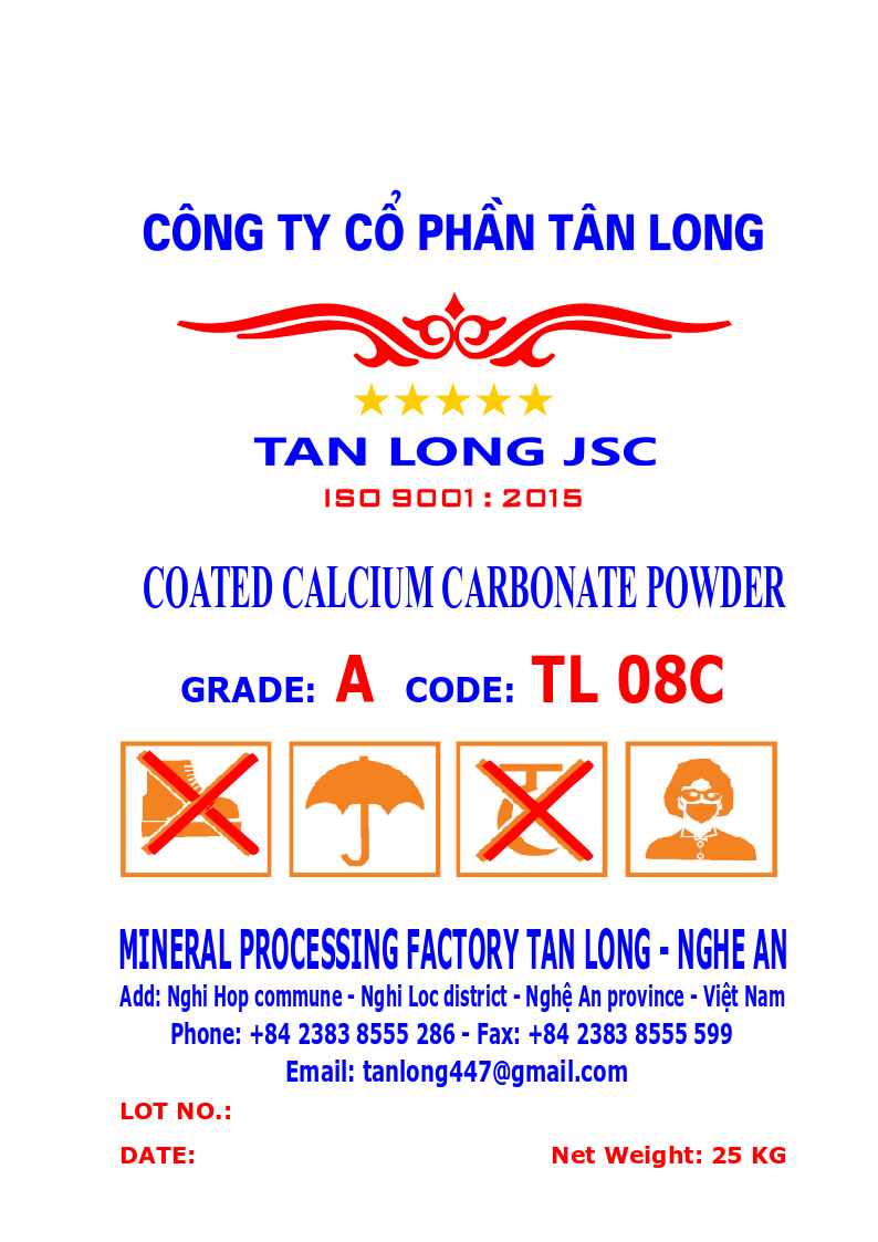 Bột 08 microns, tráng phủ