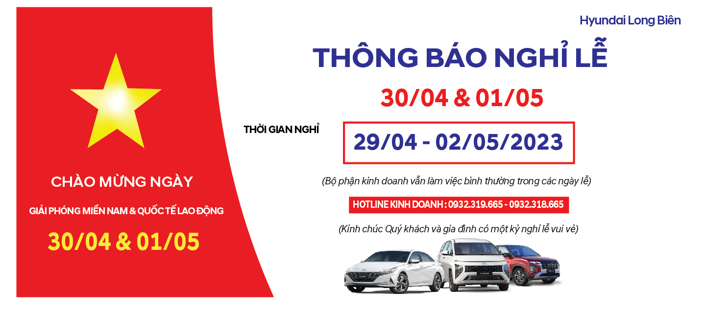 Thông báo LỊCH NGHỈ LỄ 30/4 - 1/5 VÀ GIỖ TỔ năm 2023