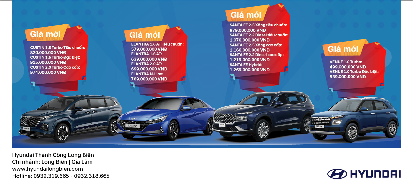 HYUNDAI SANTA FE, CUSTIN, ELANTRA & VENUE ĐƯỢC GIẢM GIÁ LÊN ĐẾN 100 TRIỆU ĐỒNG
