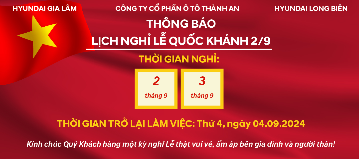 THÔNG BÁO NGHỈ LỄ QUỐC KHÁNH 2/9/2024