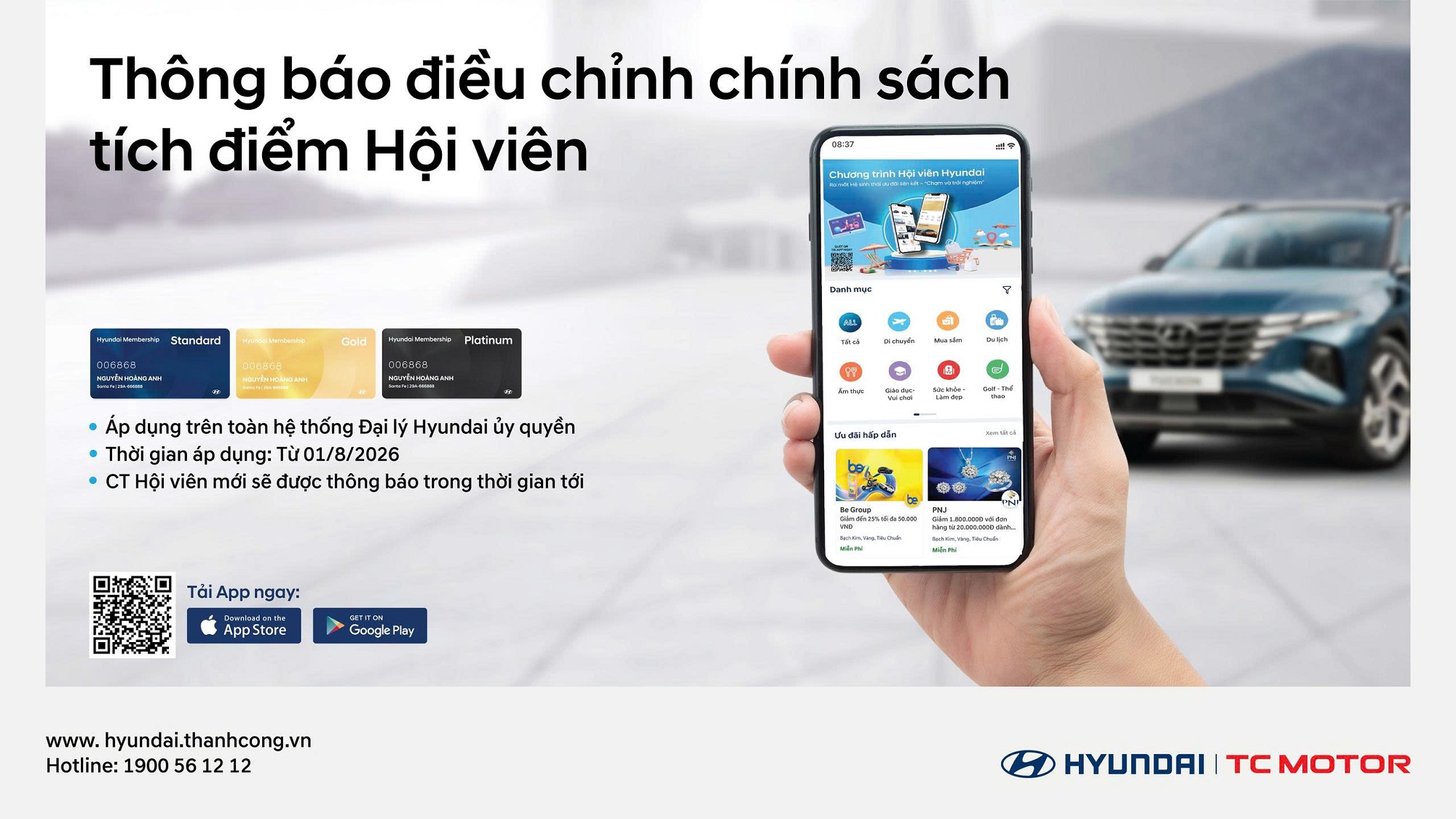 THÔNG BÁO VỀ VIỆC ĐIỀU CHỈNH CHƯƠNG TRÌNH HỘI VIÊN HYUNDAI
