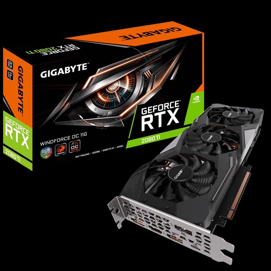 VGA GIGABYTE GeForce RTX 2080 Ti Windforce OC 11GB GDDR6 (GV-N208TWF3OC-11GB)