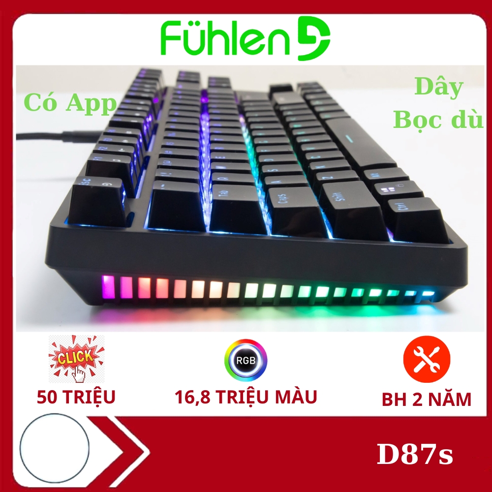 Bàn phím cơ Blue- Red sw Fuhlen D87s- có app - Bảo hành 24 tháng