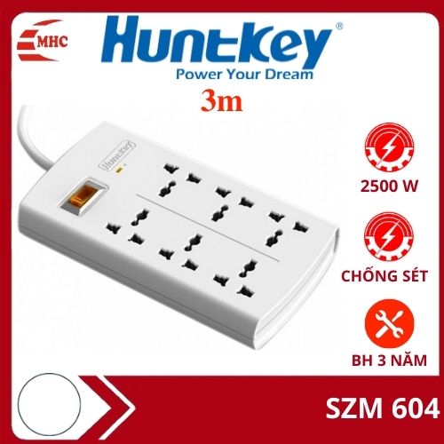 Ổ cắm điện chống sét Huntkey SZM604 có đèn báo