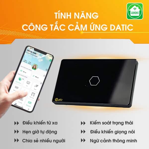 Công tắc Wifi- cảm ứng Datic 1 nút DTSW01D/T