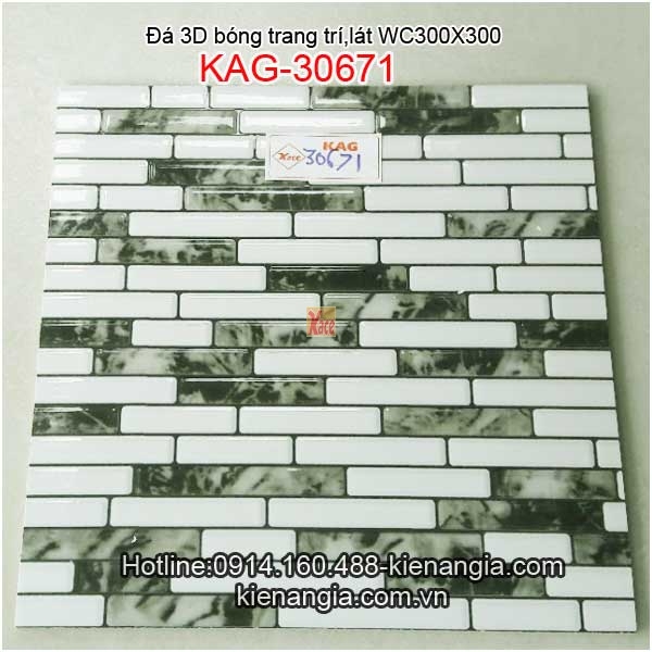 Đá 3D bóng 300x300 trang trí lát WC KAG-30671