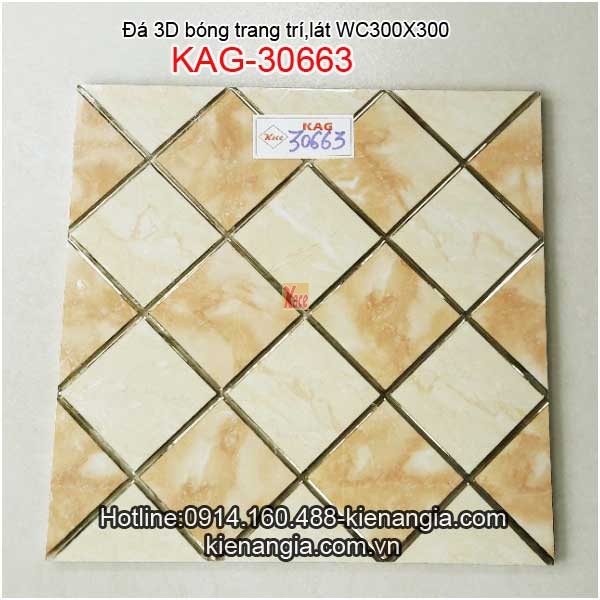 Đá ca rô 3D bóng 300x300 trang trí lát WC KAG-30663