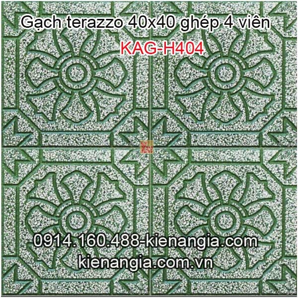 Gạch vỉa hè Terrazzo hoa thị màu xanh  400x400 KAG-H404