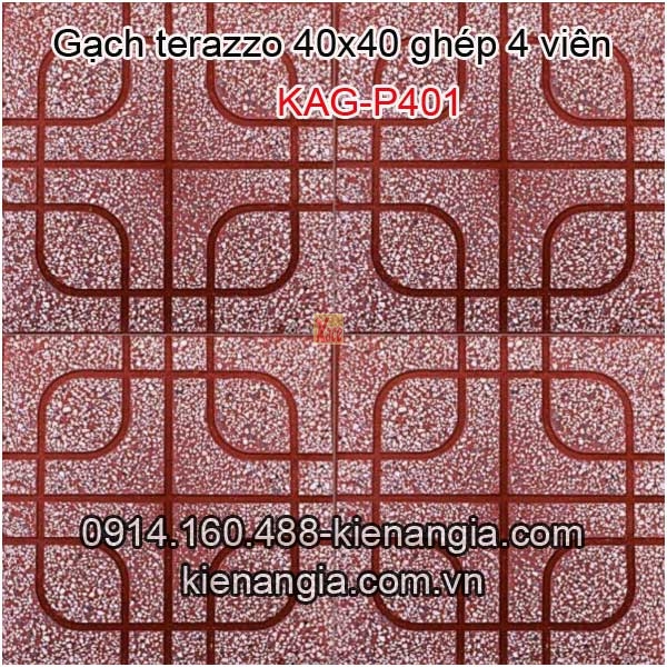 Gạch vỉa hè Terrazzo mắt phụng màu đó 400x400 KAG-P401