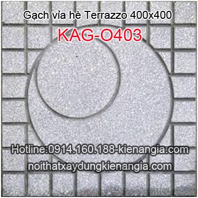 Gạch vỉa hè Terrazzo mặt trăng màu xám 400x400 KAG-O403