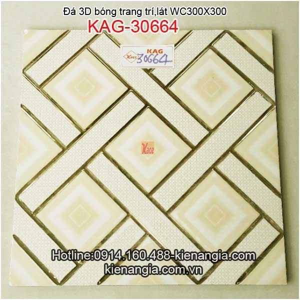 Đá ca rô 3D bóng 300x300 trang trí lát WC KAG-30664