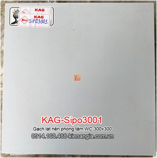 Gạch lát nền phòng tắm ,WC 30X30 KAG-SIPO3001 trắng mờ