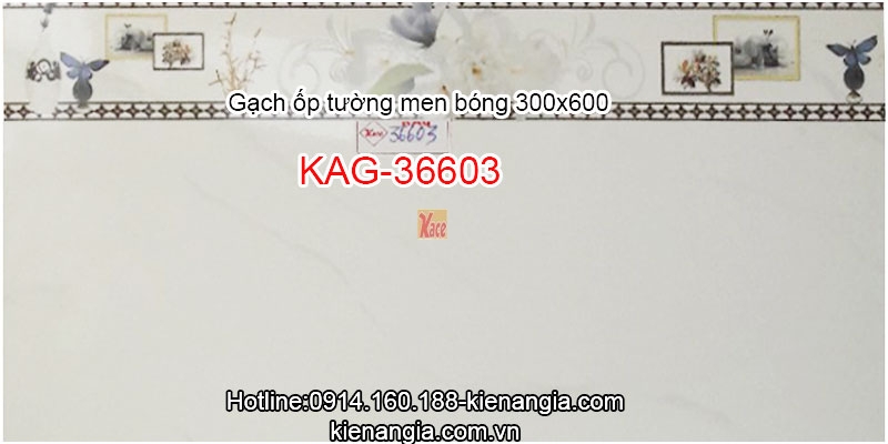 Gạch ốp tường phòng tắm men bóng 30x60 KAG-36603