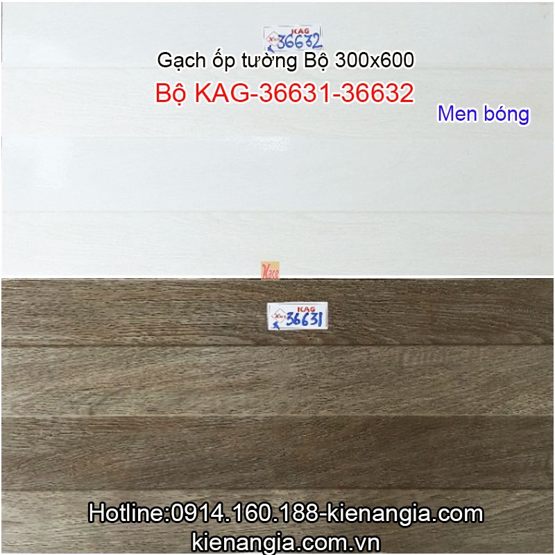 Gạch men bóng ốp tường 30x60 Bộ KAG-36631-36632