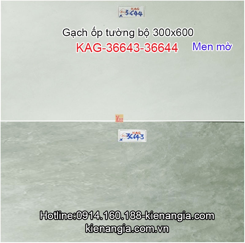 Gạch men mờ ốp tường 30x60 Bộ KAG-36643-36644